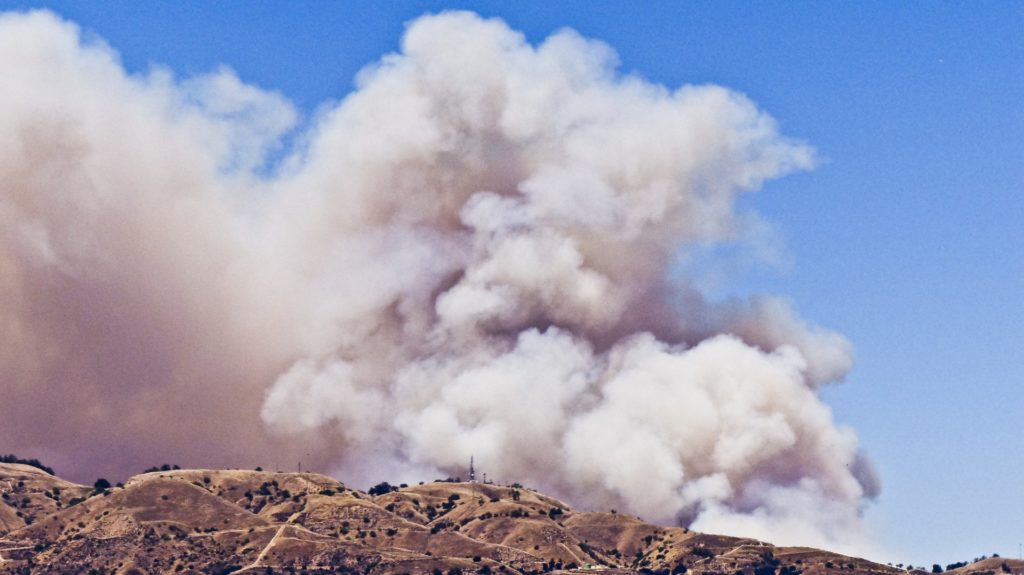 smoke from fire in hills